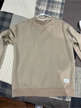 Classic Beige Textured Crewneck Sweater